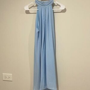 Light Blue High-Neck Straight Dress